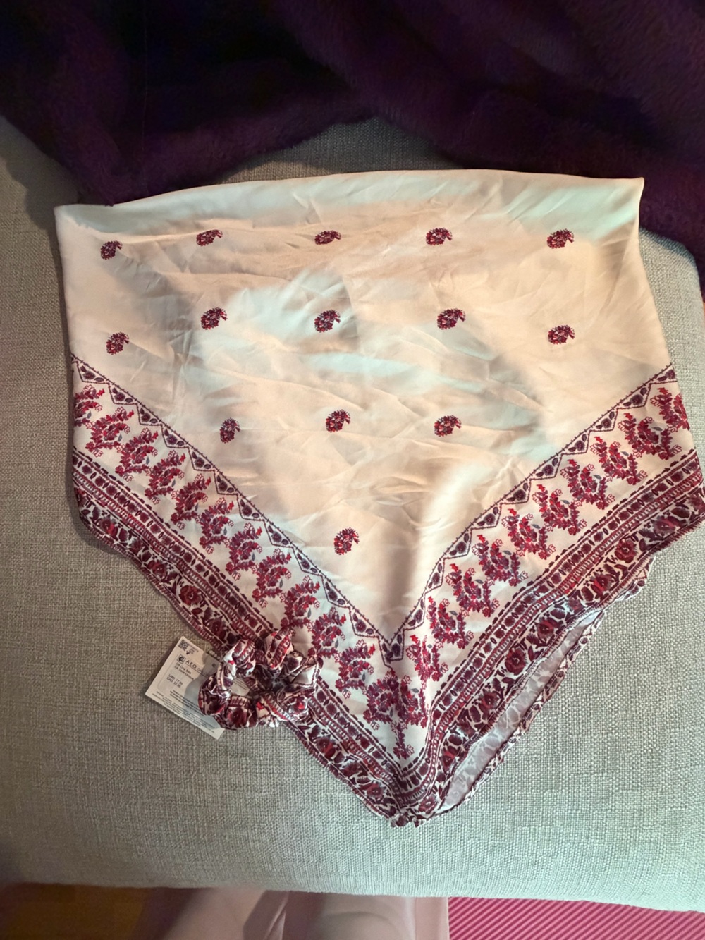 American Eagle Outfitters Cream Scarf with Red Floral Print